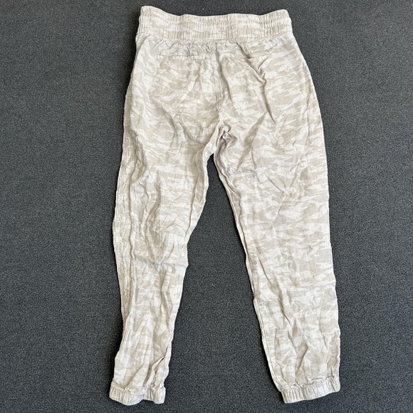 Athleta Pants Womens 4 Beige Cabo Tide Linen Jogger Camo Elastic Waist Pockets - Picture 5 of 13